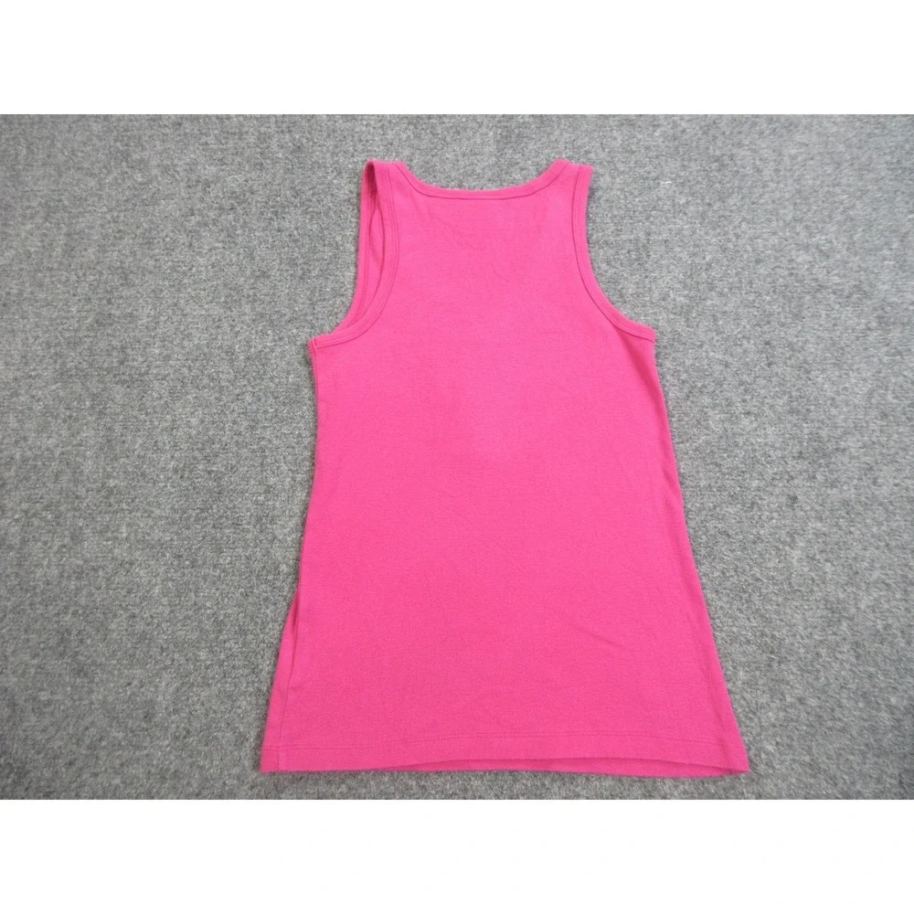 Tory Burch Tank Top Womens XS Pink 100% Cotton Beaded Rhinestone Scoop Neck